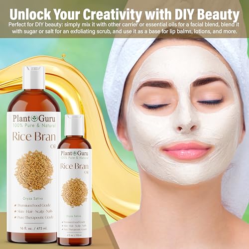 100% Pure Rice Bran Oil - 4 fl. oz. Carrier Oil for Skin & Hair