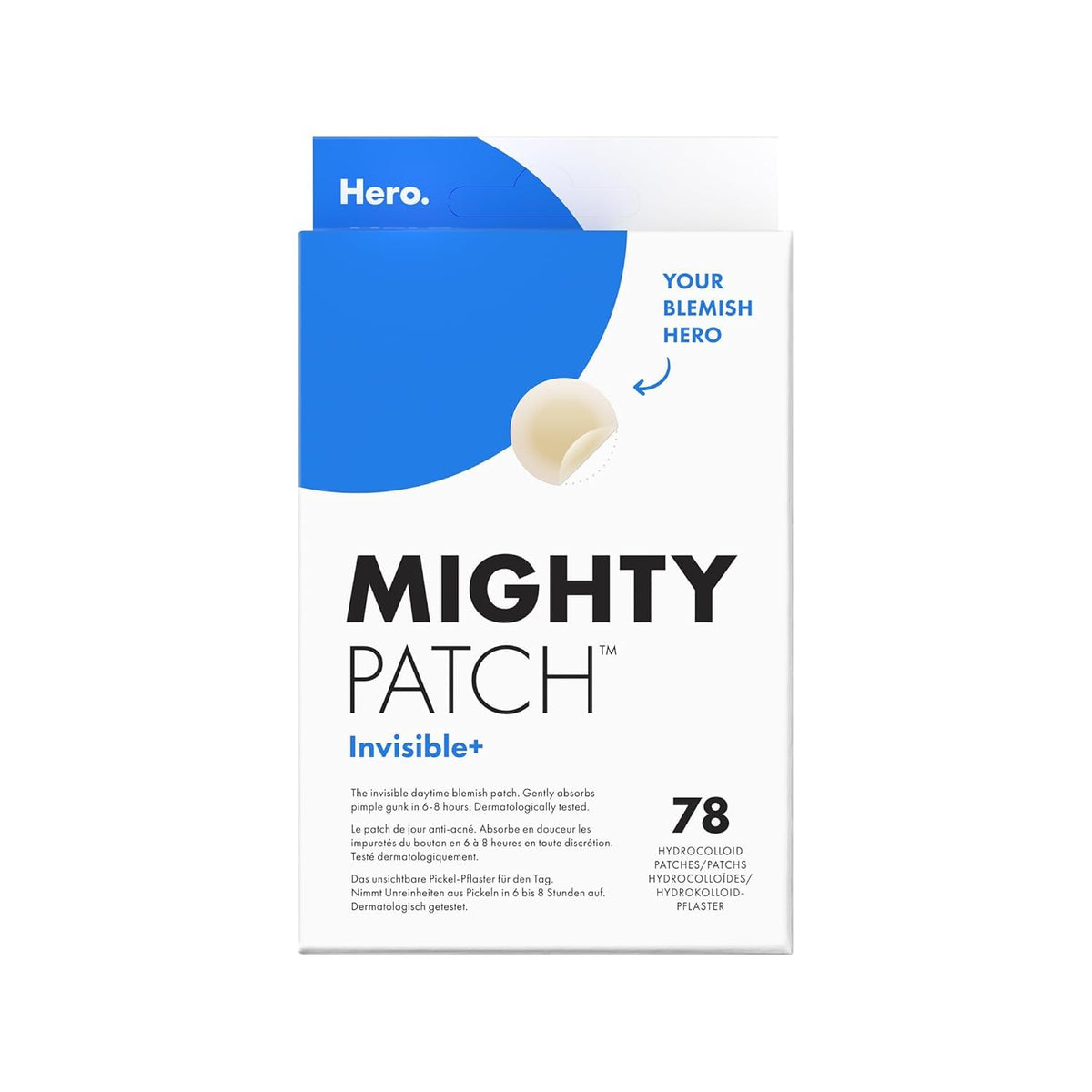 Hero Cosmetics Mighty Patch Invisible+ Clear Hydrocolloid Patches for Acne Treatment (78 Pack)
