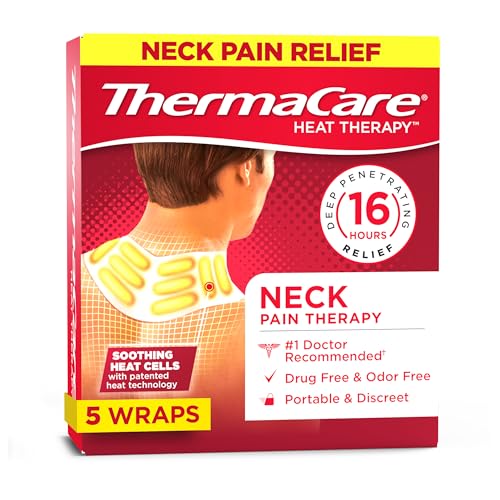 ThermaCare Neck & Shoulder Heat Wraps - Portable Pain Relief Patches for Sore Muscles, 5 Count, HSA/FSA Eligible