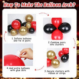 Casino Balloon Arch Kit with Red Black & Gold Balloons, Dice Boxes, Poker Cards - Casino Night Party Decor