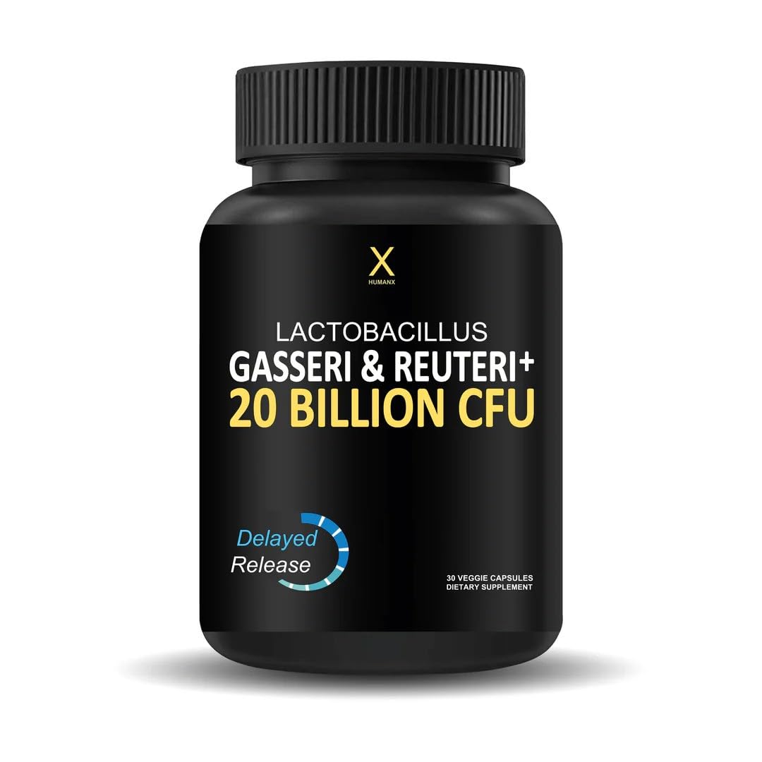 HUMANX Lactobacillus Gasseri & Reuteri Probiotic - 20 Billion CFU with Organic Prebiotics - USA Made - Non-GMO