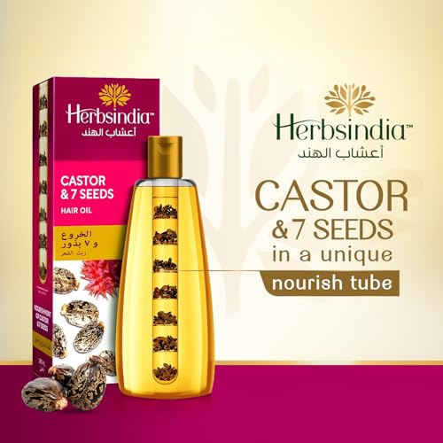 Herbsindia Castor & 7 Herbal Seeds Hair Oil - 280ml | Silicone & Paraben Free for Thicker Hair