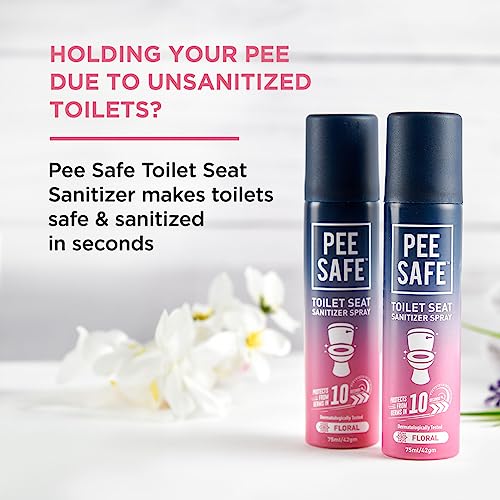 Pee Safe Floral Toilet Seat Sanitizer Spray 75ml - 99.9% Germ Protection, UTI Prevention, Travel Ready