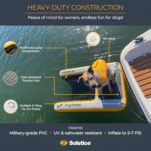 SOLSTICE Original Inflatable Pup Plank Pet Ramp for Boats & Pools