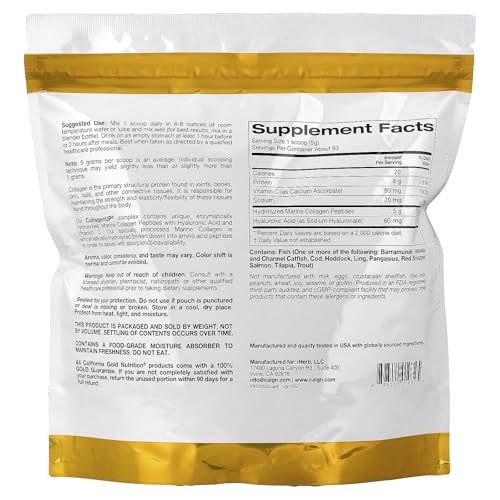 California Gold Nutrition Marine Collagen with Hyaluronic Acid & Vitamin C - 464g Protein Supplement