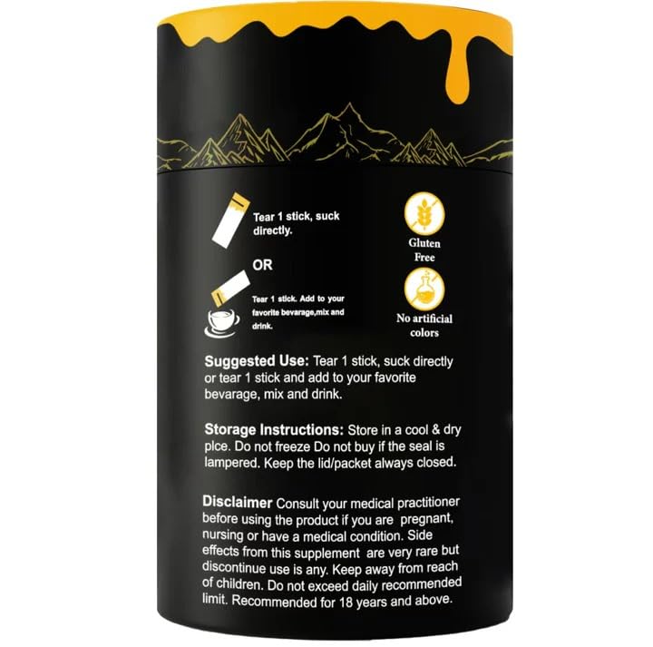 Himalayan Shilajit 30 Sticks - Pure Natural Resin for Energy, Stamina & Vitality - Convenient Stick Packs for Strength & Endurance