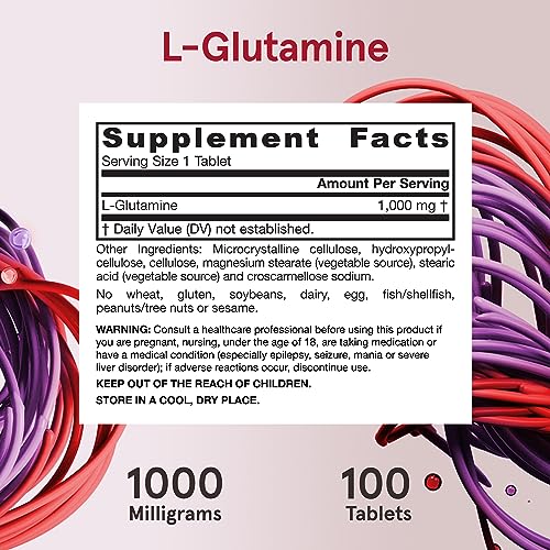 Jarrow Formulas L-Glutamine 1000mg - 100 Tablets for Muscle Support