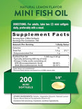 Nature's Truth Omega-3 Fish Oil 1340mg - 200 Mini Softgels, Burp-Free Lemon Flavor, Non-GMO & Gluten-Free
