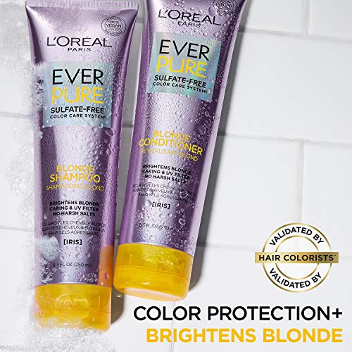 L'Oreal Paris EverPure Blonde Sulfate Free Shampoo for Color-Treated Hair - Neutralizes Brass & Balances - 2 Count (8.5 Fl Oz Each)