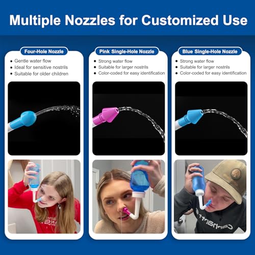 Maoever Neti Pot Sinus Rinse Kit - 300ml BPA-Free Bottle with 30 Salt Packs