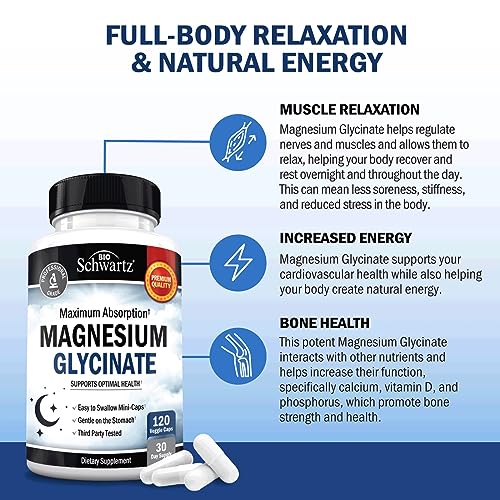 BioSchwartz Maximum Absorption Magnesium Glycinate 500mg - 120 Mini Capsules
