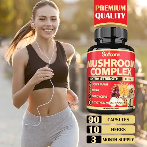 Satoomi 10-in-1 Mushroom Supplement Complex - Lion's Mane, Cordyceps, Reishi & Chaga