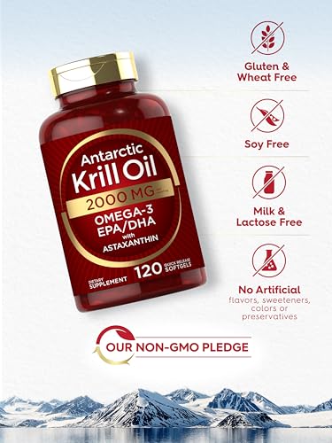 Carlyle Antarctic Krill Oil 2000mg | Maximum Strength Omega-3 with Astaxanthin 120 Softgels