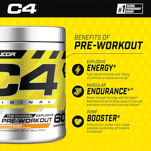 CELLUCOR C4 Original The Original Explosive Pre-Workout – Orange Burst, 60 Servings