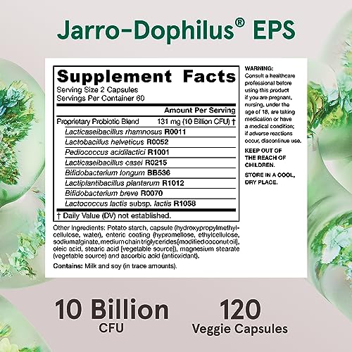 Jarrow Formulas Probiotics: 10 Billion CFU for Gut Health (120 Veggie Capsules)