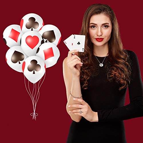 12 Inch Casino Card Night Latex Balloons - 50 Pack Poker Balloons for Casino Party Decorations