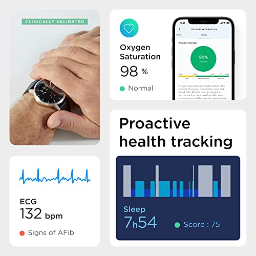 Withings ScanWatch Hybrid Smartwatch – ECG Heart Rate Monitor, Blood Oxygen Tracker, 30-Day Battery Fitness Watch for Men & Women (iOS & Android Compatible)