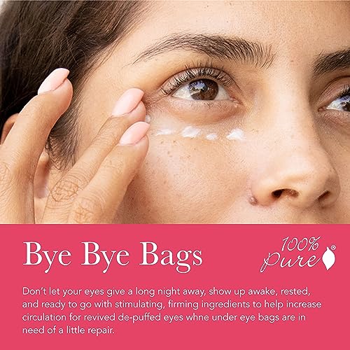 100% PURE Coffee Bean Caffeine Eye Cream – Hydrating Treatment for Dark Circles, Puffiness & Wrinkles with Green Tea & Vitamin E