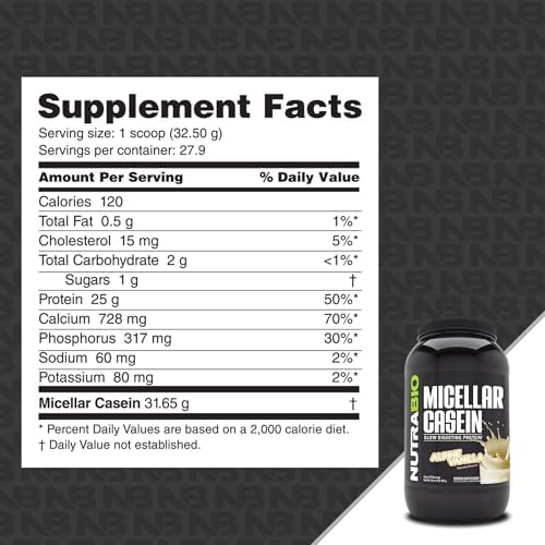 NutraBio 100% Micellar Casein Protein Powder - Vanilla - 2 lbs