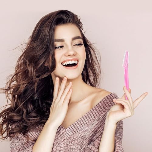 YelaJoy 12 Pcs Eyebrow Razors - Multipurpose Facial Hair Removal Tool with Safety Cover (Pink)