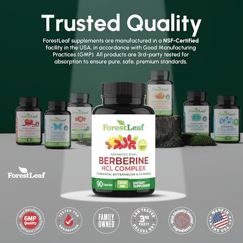 Berberine Supplement 1300mg per Serving- 97% Tested Ultra High Potency Berberine HCl with Ceylon Cinnamon, Bitter Melon & Gymnema, 10:1 Extract Berberis Supplements, Weight Management, 90 Veggie Caps