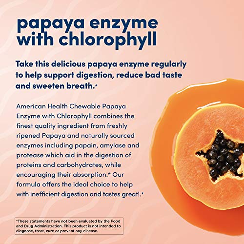 American Health Papaya Enzyme with Chlorophyll - 250 Chewable Tablets