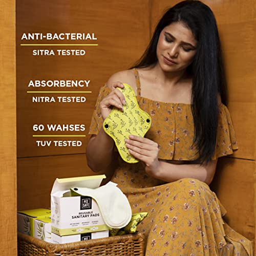 Pee Safe Reusable Sanitary Pads - Anti-Bacterial, Absorbent Pack of 4 with Pouch