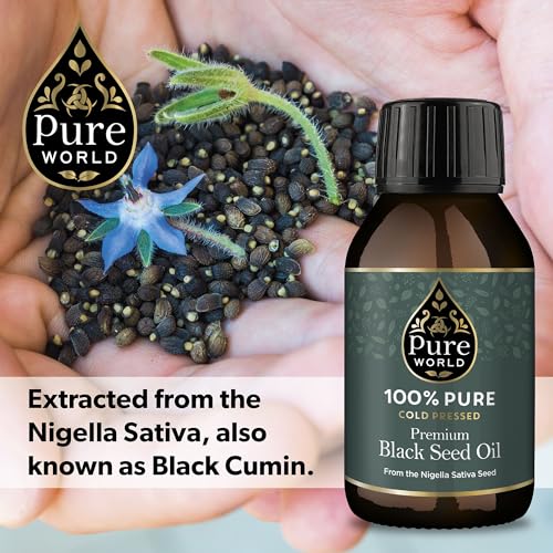 Pure World Black Seed Oil 100ml - High Strength Thymoquinone, Cold Pressed 100% Pure Virgin Nigella Sativa
