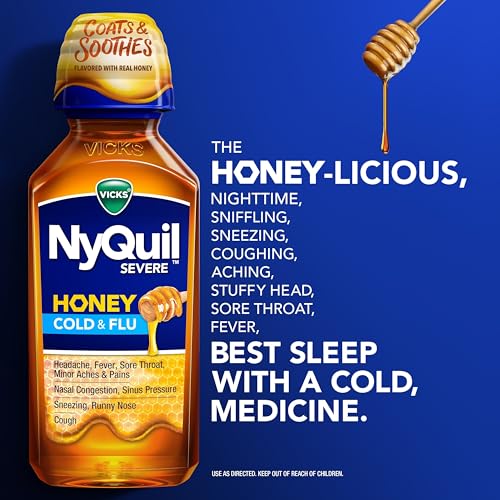 Vicks DayQuil & NyQuil Severe Honey Combo Pack - Max Strength Cold & Flu Relief, 2 x 12 oz