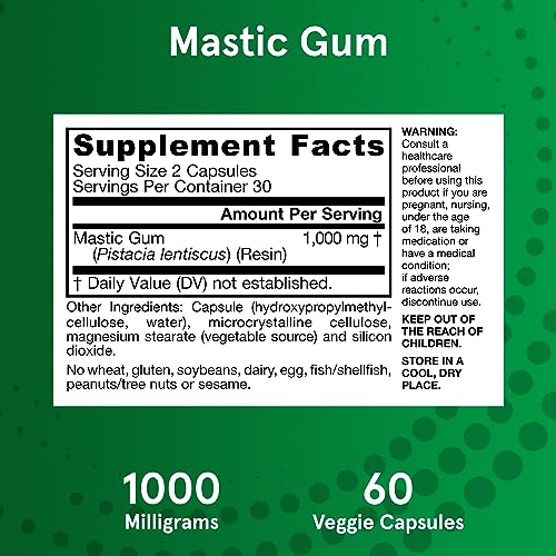 Jarrow Formulas Mastic Gum 1000 mg - Supports Stomach & Oral Health (60 Veggie Caps)