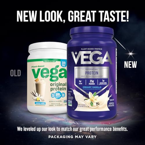 Vega Original Plant-Based Protein Powder - Creamy Vanilla, 32.5 oz for Smoothies & Shakes