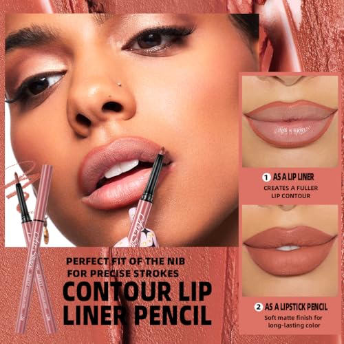12 Colors Matte Velvet Lip Liner Set - Long Lasting Waterproof Lipstick Pencil
