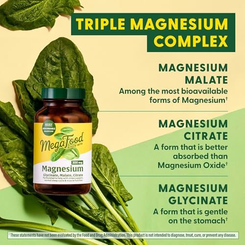 MegaFood Magnesium 300mg - Supports Heart, Nerve & Relaxation - 60 Capsules