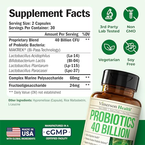 Probiotics 40 Billion CFU Supplement - Improves Digestive, Urinary and Immune Health - Gluten Free