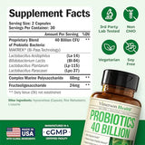Probiotics 40 Billion CFU Supplement - Improves Digestive, Urinary and Immune Health - Gluten Free