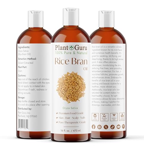 Rice Bran Oil 16oz - 100% Pure Natural Oil for Skin, Face, Hair & Body Care