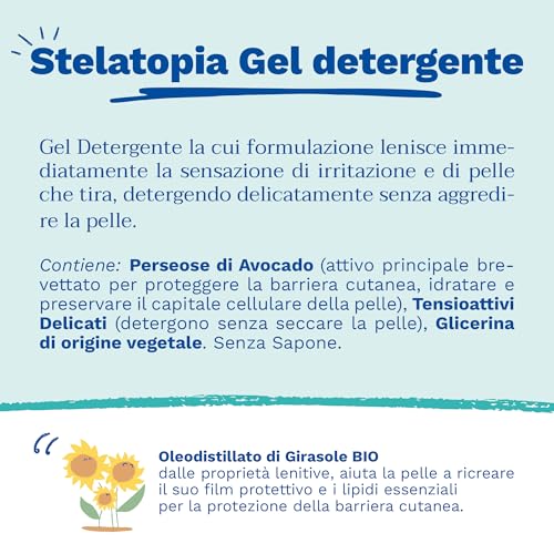 Mustela Stelatopia Eczema-Prone Skin Cleansing Gel 200ml - Baby Face & Body Wash with Natural Avocado & Sunflower Oil