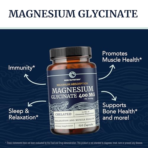 High Absorption Magnesium Glycinate 400mg - Sleep, Calm & Muscle Support (120 Capsules)