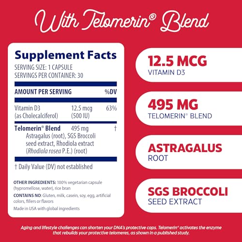 Enzymedica Telomere Plus - Cellular Health & Longevity Support, 30 Capsules