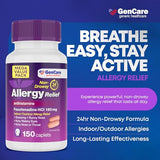 GenCare Allergy Relief Pills Fexofenadine HCl 180mg 150 Tablets - Non-Drowsy Antihistamine