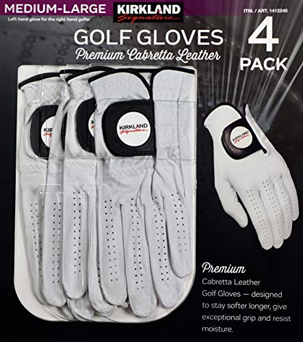 Kirkland Signature Premium Cabretta Leather Golf Gloves, Medium-Large 4-Pack