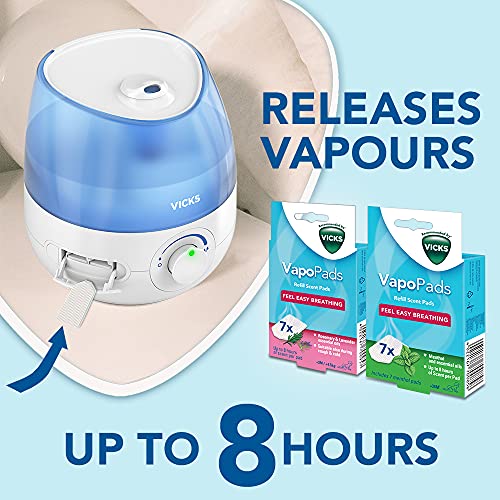 Vicks Mini Cool Mist Ultrasonic Humidifier - 1.8L Tank with Essential Oil Tray (VUL525)