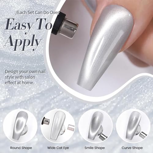 Azonee 8-Piece Glitter Holographic Nail Gel Polish Set | Shimmer Cat Eye Collection
