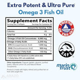 Arazo Nutrition Wild Caught Omega 3 Fish Oil - 120 Softgels - High EPA 1200mg & DHA 900mg - Lemon Flavor Burpless Softgels