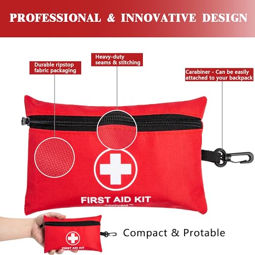 140 Piece Mini First Aid Kit - Portable Emergency Medical Kit