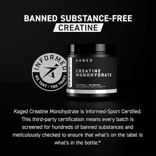 Kaged Creatine Monohydrate Micronized Powder – 100 Servings Unflavored for Muscle Recovery & Growth