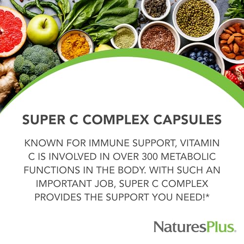Nature's Plus Super C Complex 180 Vegetarian Capsules - High Potency Vitamin C Immune Support