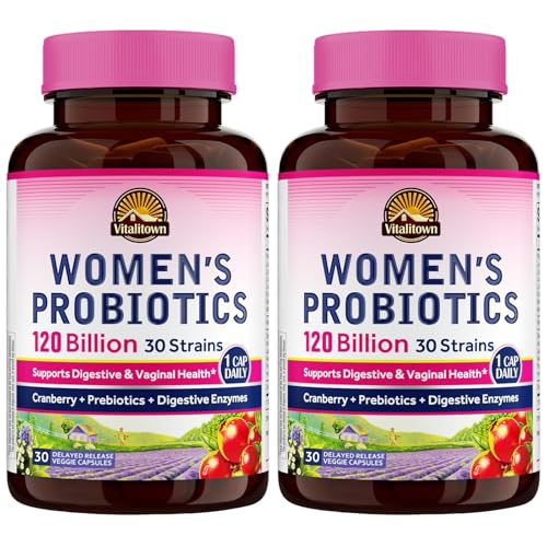 Vitalitown Women's Probiotics 120 Billion CFUs - Gut & Vaginal Health Support - 60 Capsules