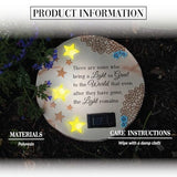 10" Solar Powered Memorial Garden Stone - 'Light Remains' Tribute