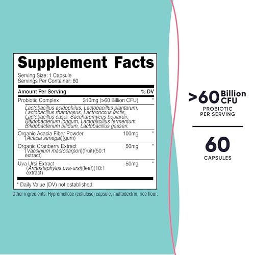 Nutricost Probiotic for Women 60 Billion CFU - 60 Capsules | Digestive & Urinary Health with Cranberry & Uva Ursi